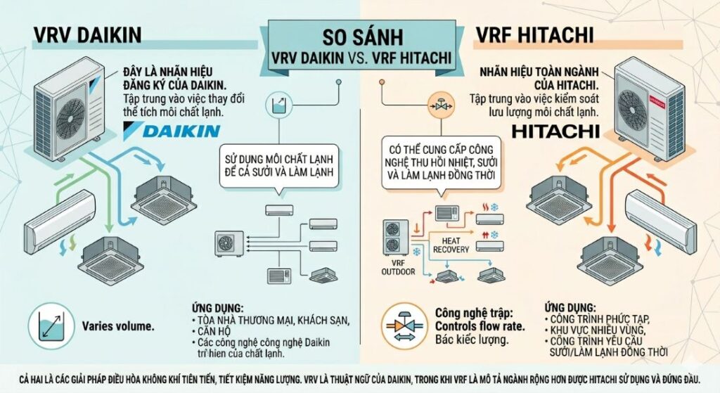 SO SÁNH VRF HITACHI VÀ VRV DAIKIN